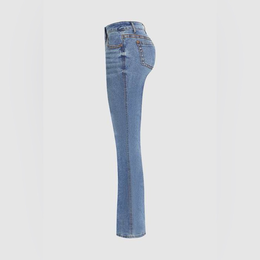 Wash Contrast Stitch Low Waist Bootcut Jeans flamingals size L/XL FL5-2 - Picture 3 of 16